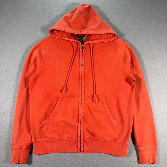 Lucky Brand Tops - Lucky Brand Vintage Inspired Hoodie Sweatshirt Women XS Orange Fleece Distressed